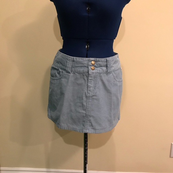 Split Baby Blue Corduroy Mini Skirt - Picture 7 of 10